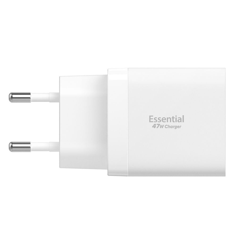 Мрежово зарядно устройство Spigen Essential, 47W, 3A, 2 x USB-C, Бяло ACH08707