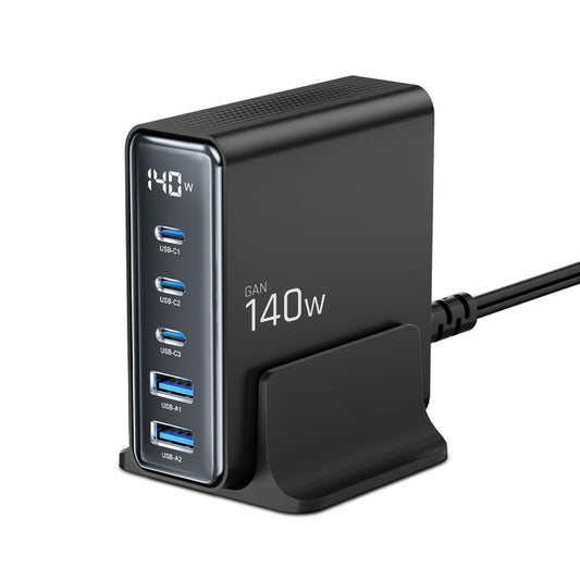 Мрежово зарядно устройство Tech-Protect DC140W DC140W, 140W, 3A, 2 x USB-A - 3 x USB-C, черно