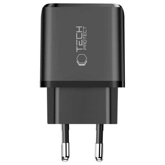 Зарядно устройство за мрежа Tech-Protect NCA45W, 45W, 3A, 1 x USB-A - 1 x USB-C, Черно