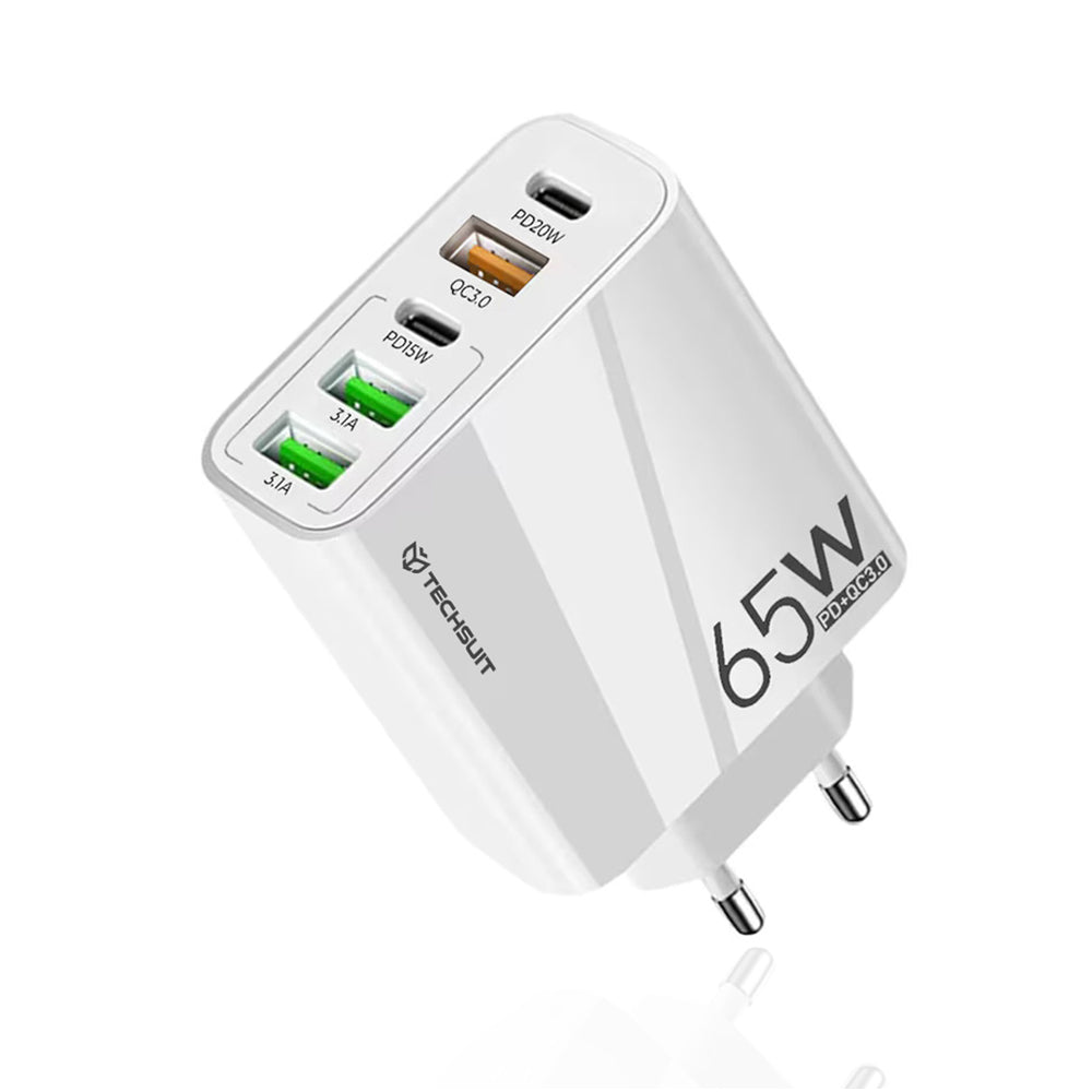 Techsuit CHC2 PentaXPower Network Charger, 20W, 3A, 3 x USB-A - 2 x USB-C, White