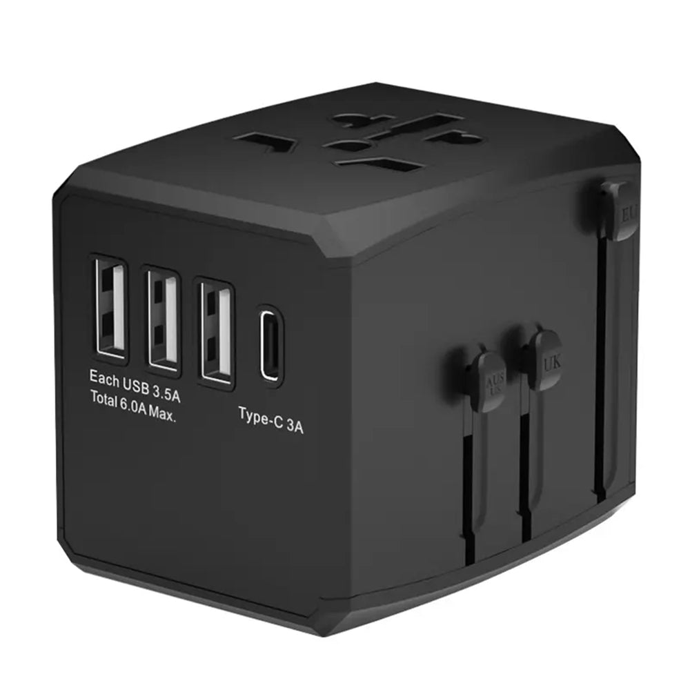 Зарядно за мрежа Techsuit HHT904-B1 Travel, 15W, 3A, 3 x USB-A - 1 x USB-C, Черно