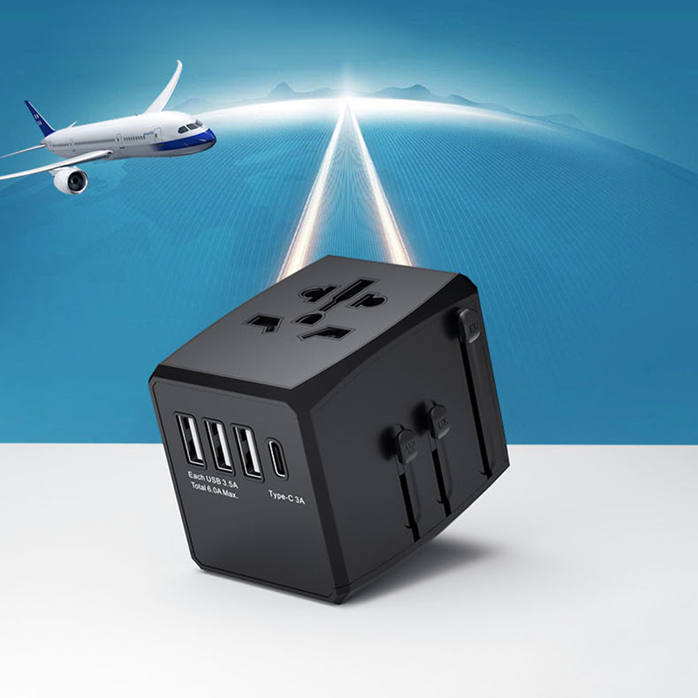 Зарядно за мрежа Techsuit HHT904-B1 Travel, 15W, 3A, 3 x USB-A - 1 x USB-C, Черно