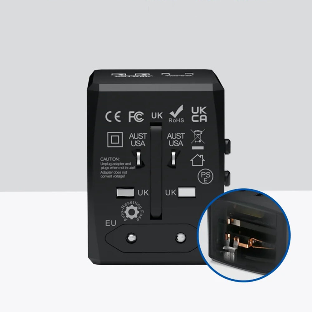 Зарядно за мрежа Techsuit HHT904-B2 Travel, 20W, 3A, 2 x USB-A - 2 x USB-C, Черно