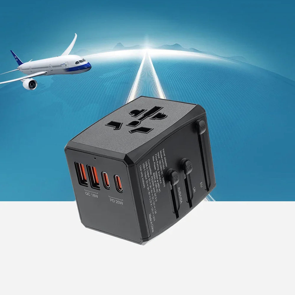 Зарядно за мрежа Techsuit HHT904-B2 Travel, 20W, 3A, 2 x USB-A - 2 x USB-C, Черно