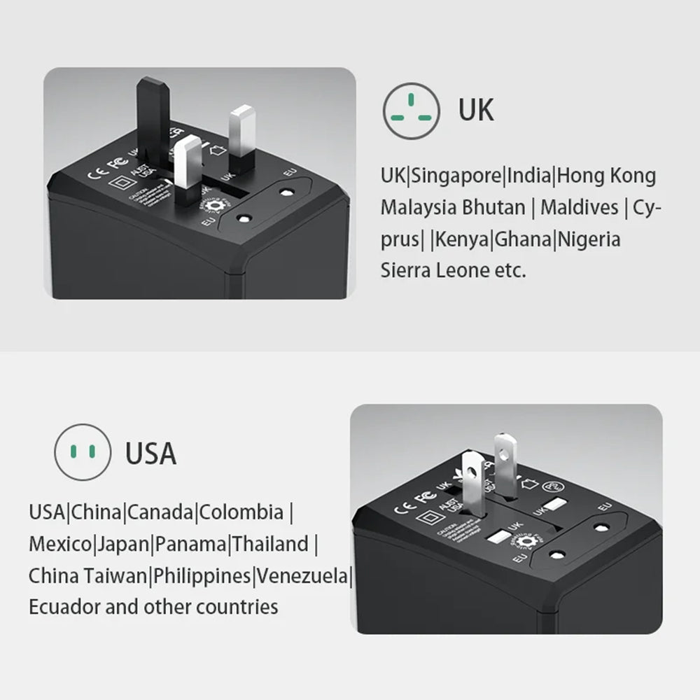 Зарядно за мрежа Techsuit HHT904-B2 Travel, 20W, 3A, 2 x USB-A - 2 x USB-C, Черно