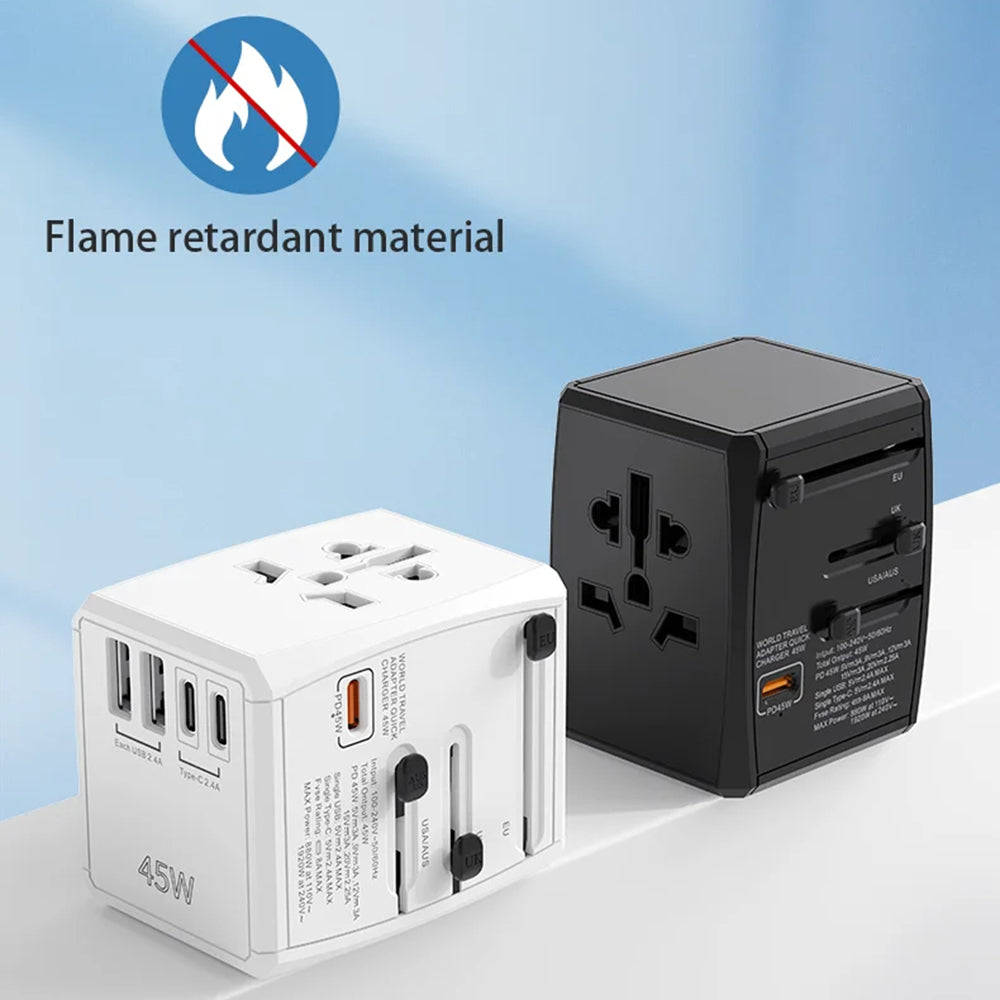 Зарядно за мрежа Techsuit HHT905 Travel, 45W, 3A, 2 x USB-A - 2 x USB-C, Черно