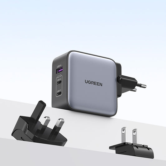 Мрежово зарядно устройство UGREEN CD296, 65W, 5A, 1 x USB-A - 2 x USB-C, сиво
