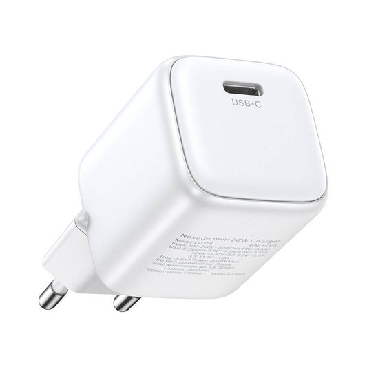 Мрежово зарядно устройство UGREEN CD318, 20W, 3A, 1 x USB-C, бяло