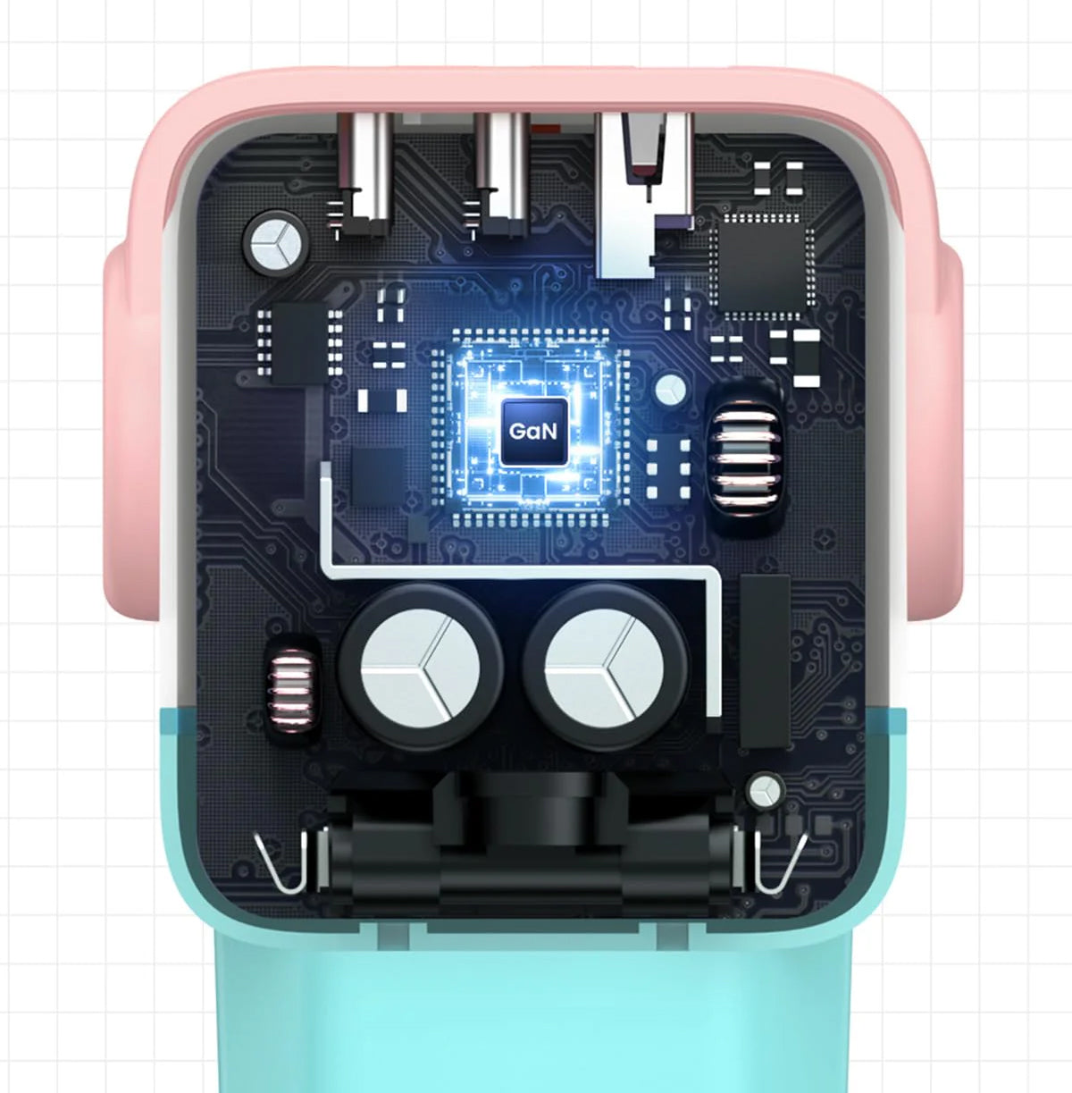 Зарядно за мрежа UGREEN CD361 Uno, 65W, 3.25A, 1 x USB-A - 2 x USB-C, Тюркоаз