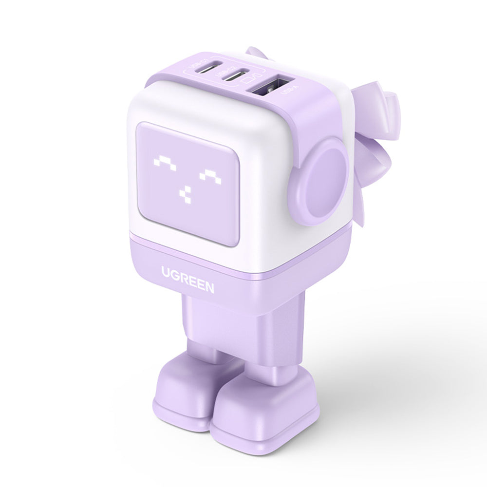Зарядно за мрежа UGREEN CD361 Uno, 65W, 3.25A, 1 x USB-A - 2 x USB-C, Лилаво
