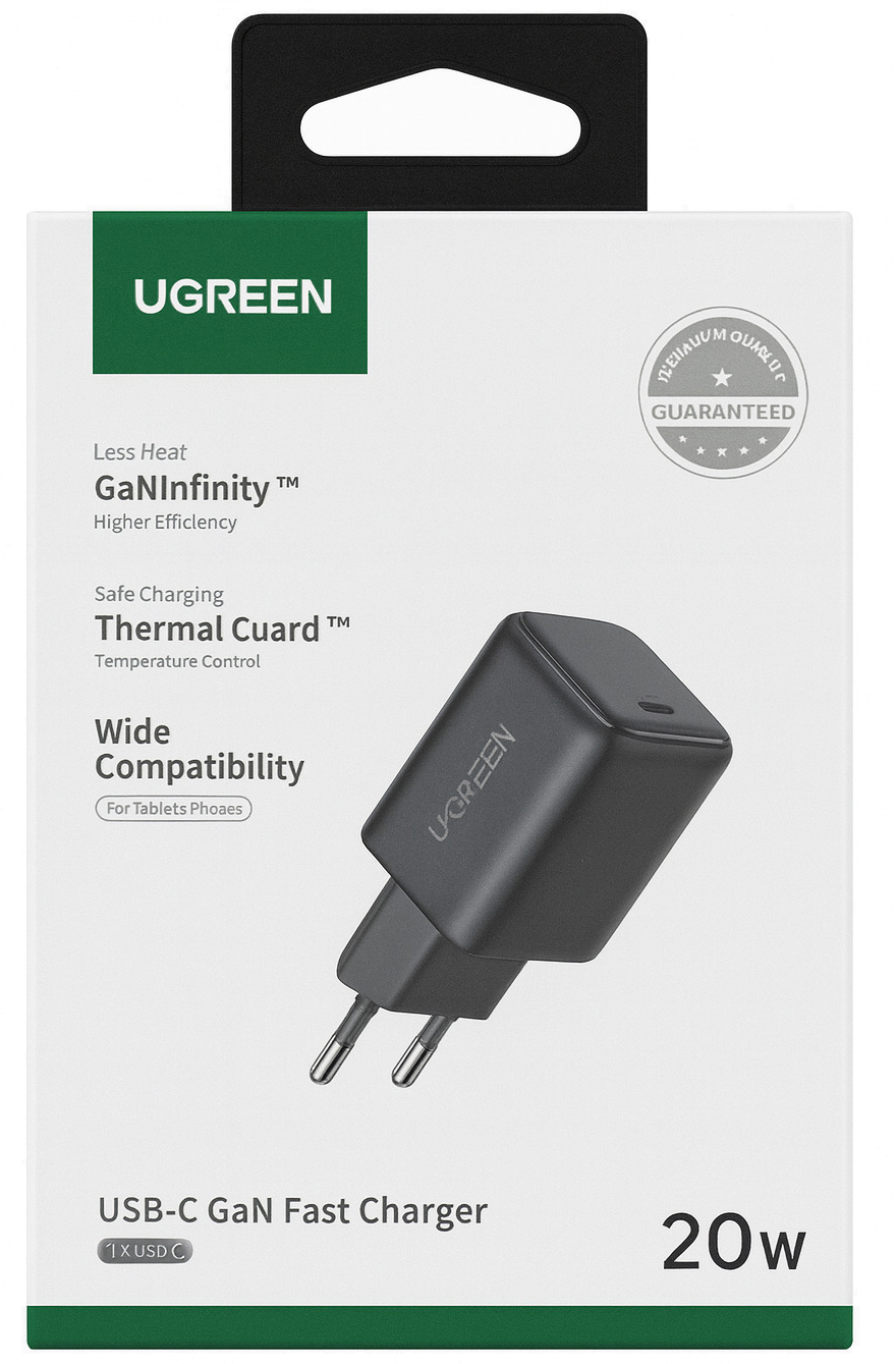 Зарядно за мрежа UGREEN X517, 25W, 3A, 1 x USB-C, Черно
