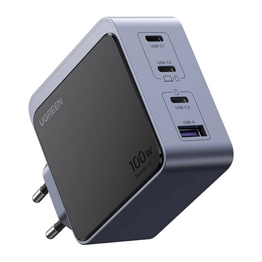Мрежово зарядно устройство UGREEN X565 Nexode Air, 100 W, 5 A, 1 x USB-A - 3 x USB-C, сиво