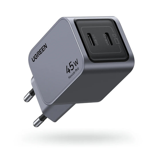 Мрежово зарядно устройство UGREEN X707 Nexode Pro, 45 W, 3A, 2 x USB-C, сиво