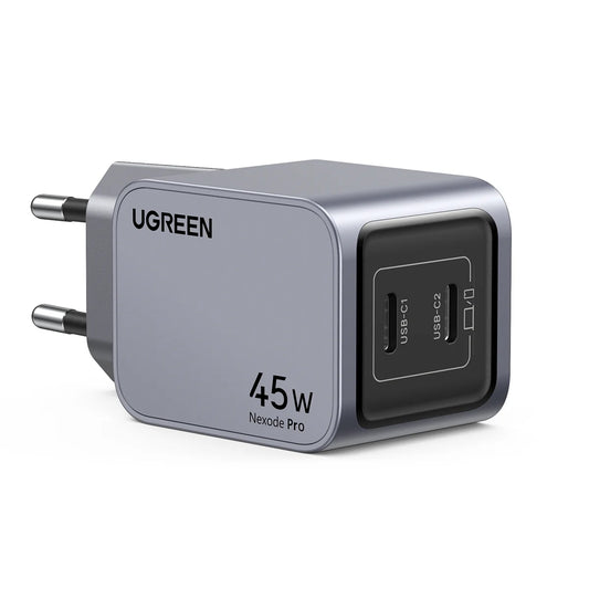Мрежово зарядно устройство UGREEN X707 Nexode Pro, 45 W, 3A, 2 x USB-C, сиво