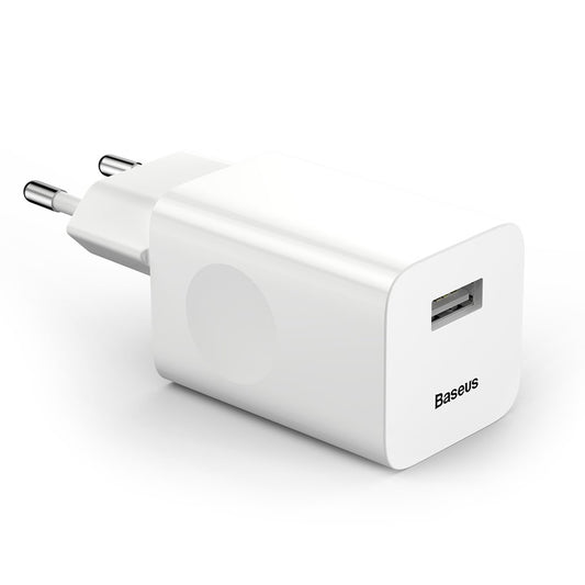 Зарядно за мрежа Baseus, 24W, 3A, 1 x USB-A, Бяло CCALL-BX02