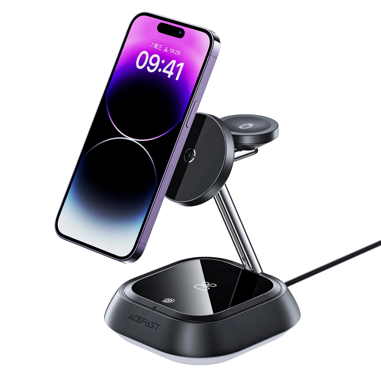 Безжично зарядно устройство за мрежа Acefast E16 3в1, 15W, 1.67A, Черно