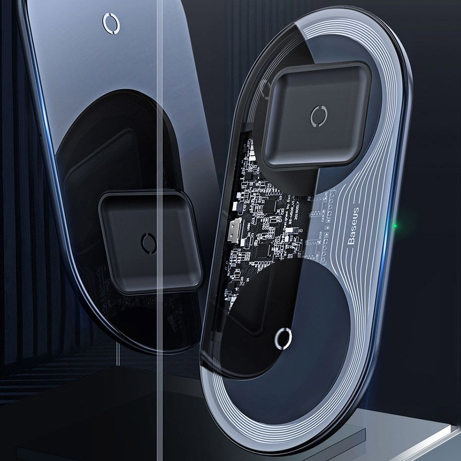 Безжично зарядно устройство Baseus Simple 2in1, 15W, 1.67A, Прозрачно WXJK-A01