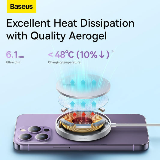 Безжично мрежово зарядно устройство Baseus Simple Simple Mini 3, 15W, 1,67A, сребристо CCJJ040012