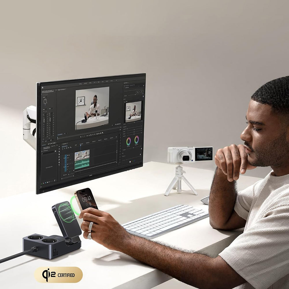 Зарядно устройство Baseus Nomos ND11 QI 6in1, 67W, 3.35A, 1 x USB-A - 2 x USB-C - 2 x Schuko, Черно P80015804213-00