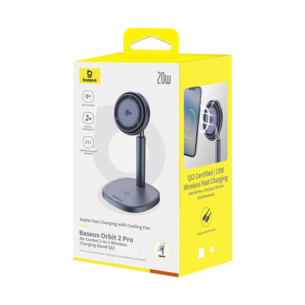 Безжично зарядно устройство за мрежа Baseus Orbit 2 Pro 2in1, 20W, 1.67A, Сиво P10273500813-00