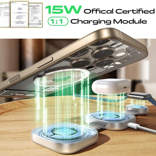 Безжично зарядно устройство Lisen 3в1, 15W, 1.67A, Сиво YL0424040001