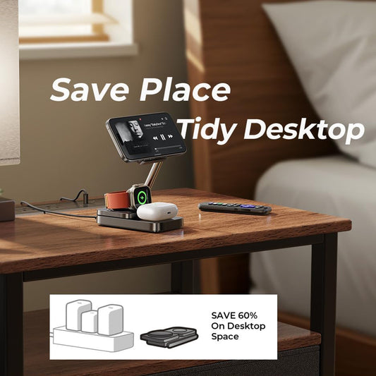 Безжично зарядно устройство Lisen 3в1, 15W, 1.67A, Черно YL0424010003