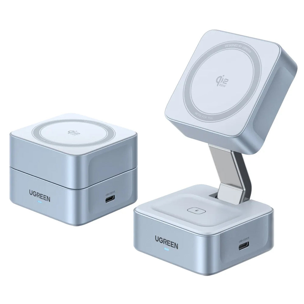 Безжично зарядно устройство за мрежа UGREEN W752 2в1, 35W, 3A, 1 x USB-C, Синьо