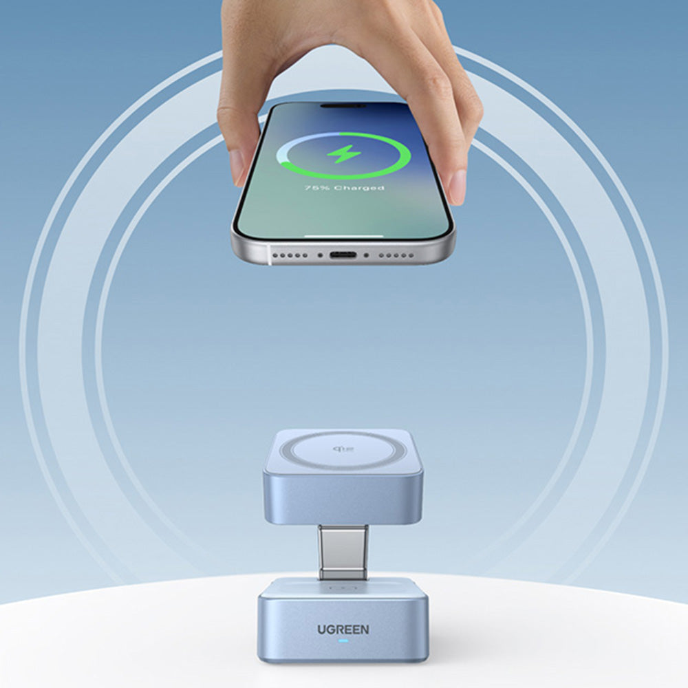 Безжично зарядно устройство за мрежа UGREEN W752 2в1, 35W, 3A, 1 x USB-C, Синьо
