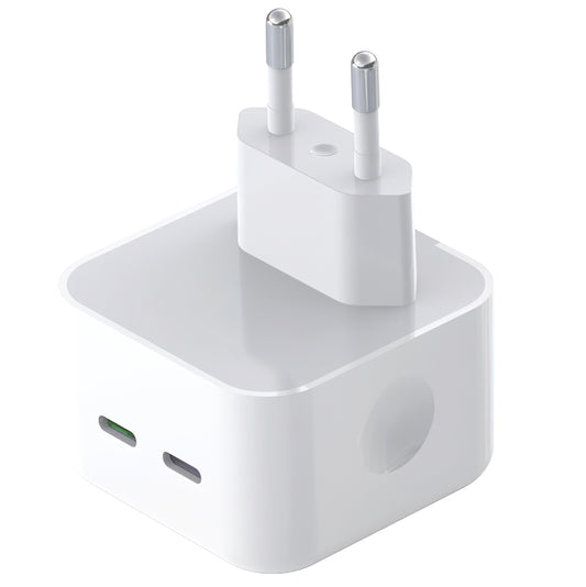 Мрежово зарядно устройство XO Design L102, 35W, 3A, 2 x USB-C, бяло