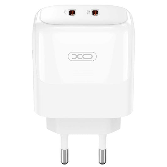 Мрежово зарядно устройство XO Design L140, 35W, 3A, 2 x USB-C, бяло