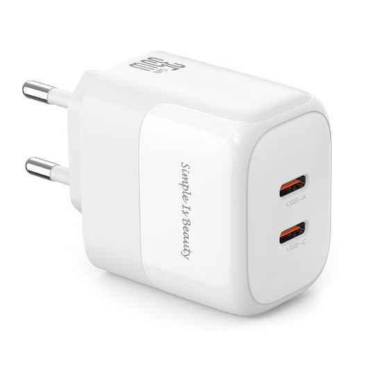Мрежово зарядно устройство XO Design L140, 35W, 3A, 2 x USB-C, бяло