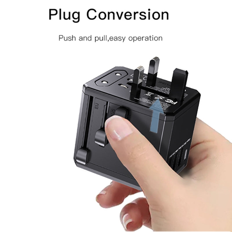 Зарядно за мрежа Yesido MC10 Travel, 12W, 2.4A, 1 x USB-C - 3 x USB-A, Черно
