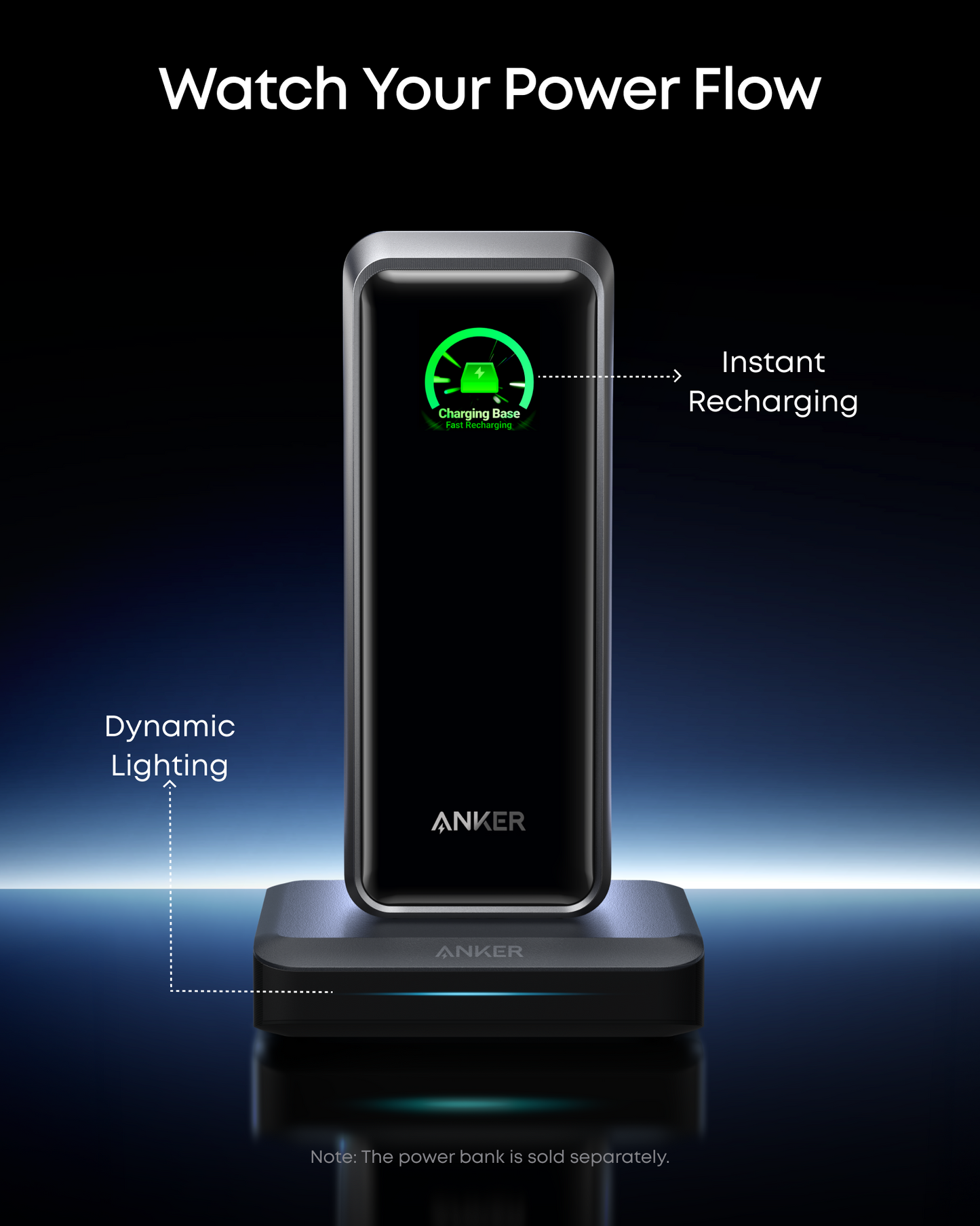 Anker Charging Dock for Prime External Battery, 150W, 5A, 1 x Pogo Pin - 1 x USB-A - 2 x USB-C, Black A1903G11