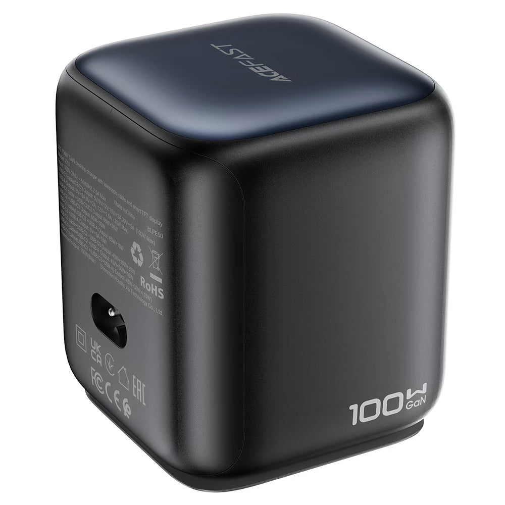 Зарядно устройство с USB-C кабел Acefast Z10, 100W, 1 x USB-A - 2 x USB-C, Черно