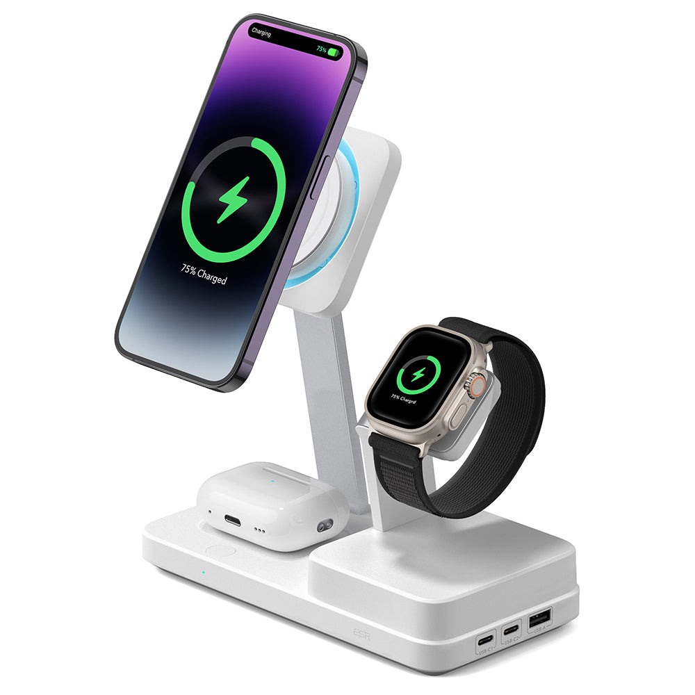 Зарядно устройство ESR CryoBoost QI 6in1, 100W, 2 x USB-A - 1 x USB-C, Бяло