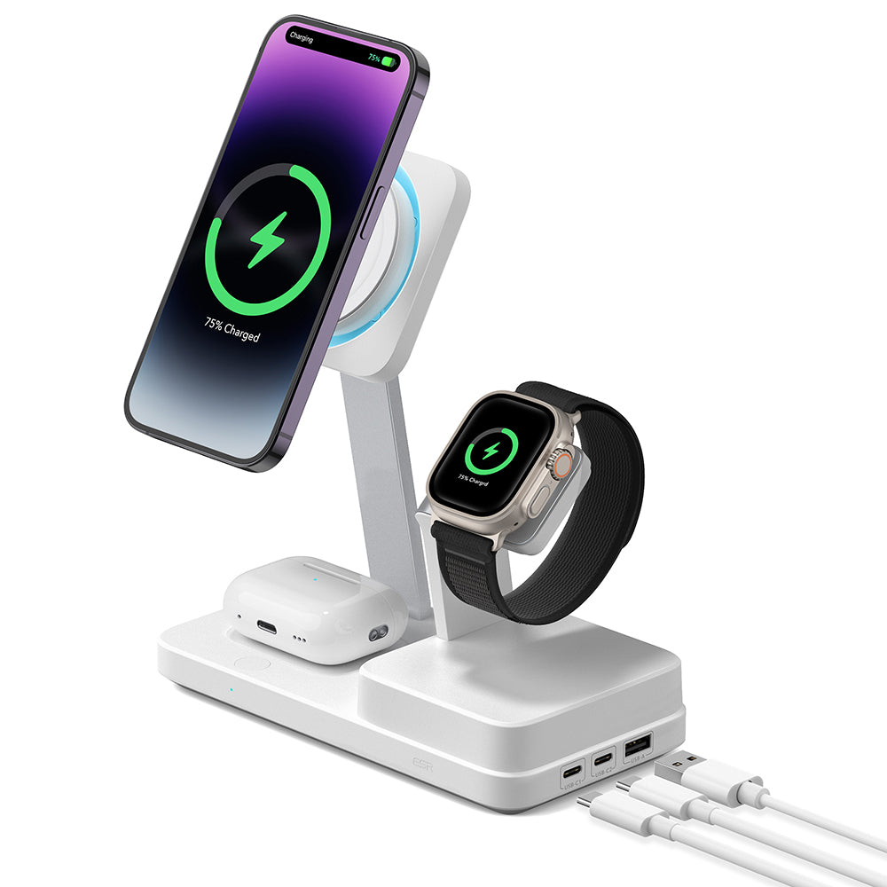 Зарядно устройство ESR CryoBoost QI 6in1, 100W, 2 x USB-A - 1 x USB-C, Бяло