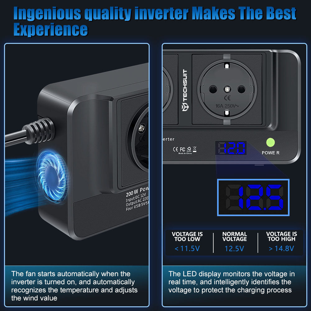 Инвертор за автомобил Techsuit PowerDriveX, 200W