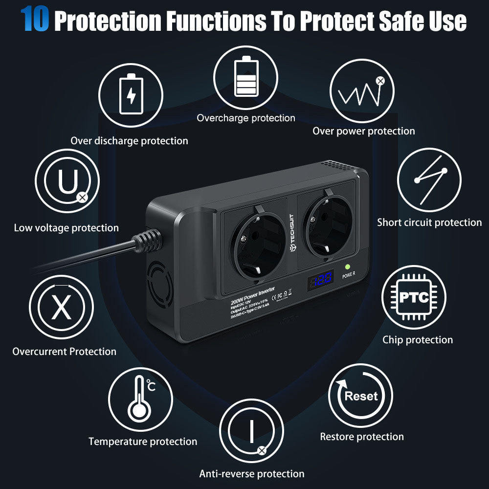 Инвертор за автомобил Techsuit PowerDriveX, 200W