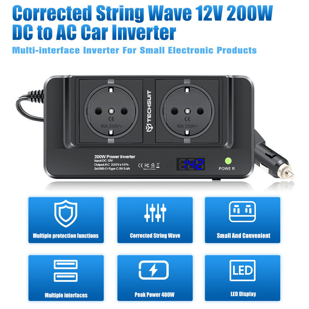 Инвертор за автомобил Techsuit PowerDriveX, 200W