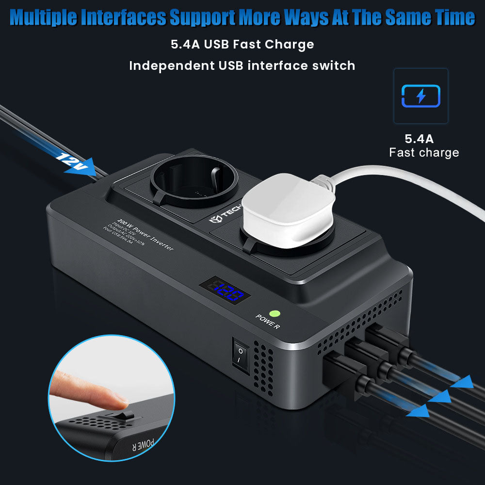 Инвертор за автомобил Techsuit PowerDriveX, 200W