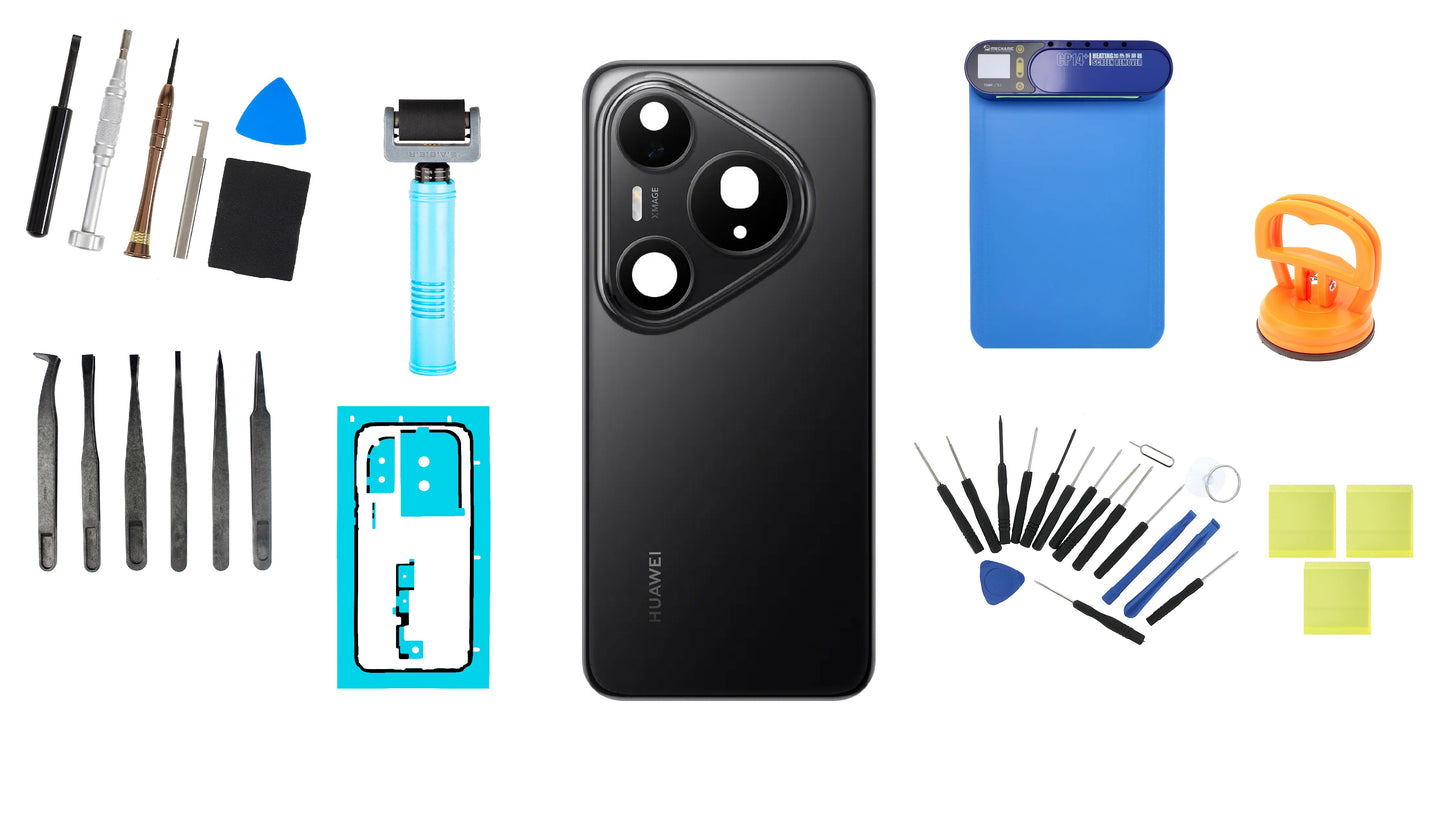 Комплект капак за батерия Huawei Pura 80 Pro Glazed Black Service Pack и специализирани сервизни инструменти
