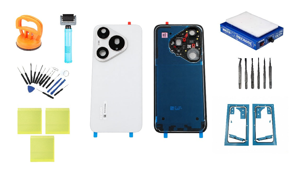 Комплект заден капак на батерията Huawei Pura 90s Pro Coconut White Service Pack и специализирани сервизни инструменти