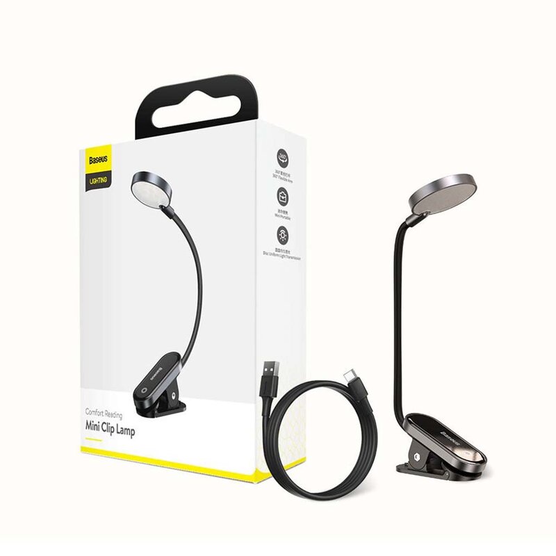 Преносима LED лампа Baseus Comfort Reading Mini Clip, сива DGRAD-0G