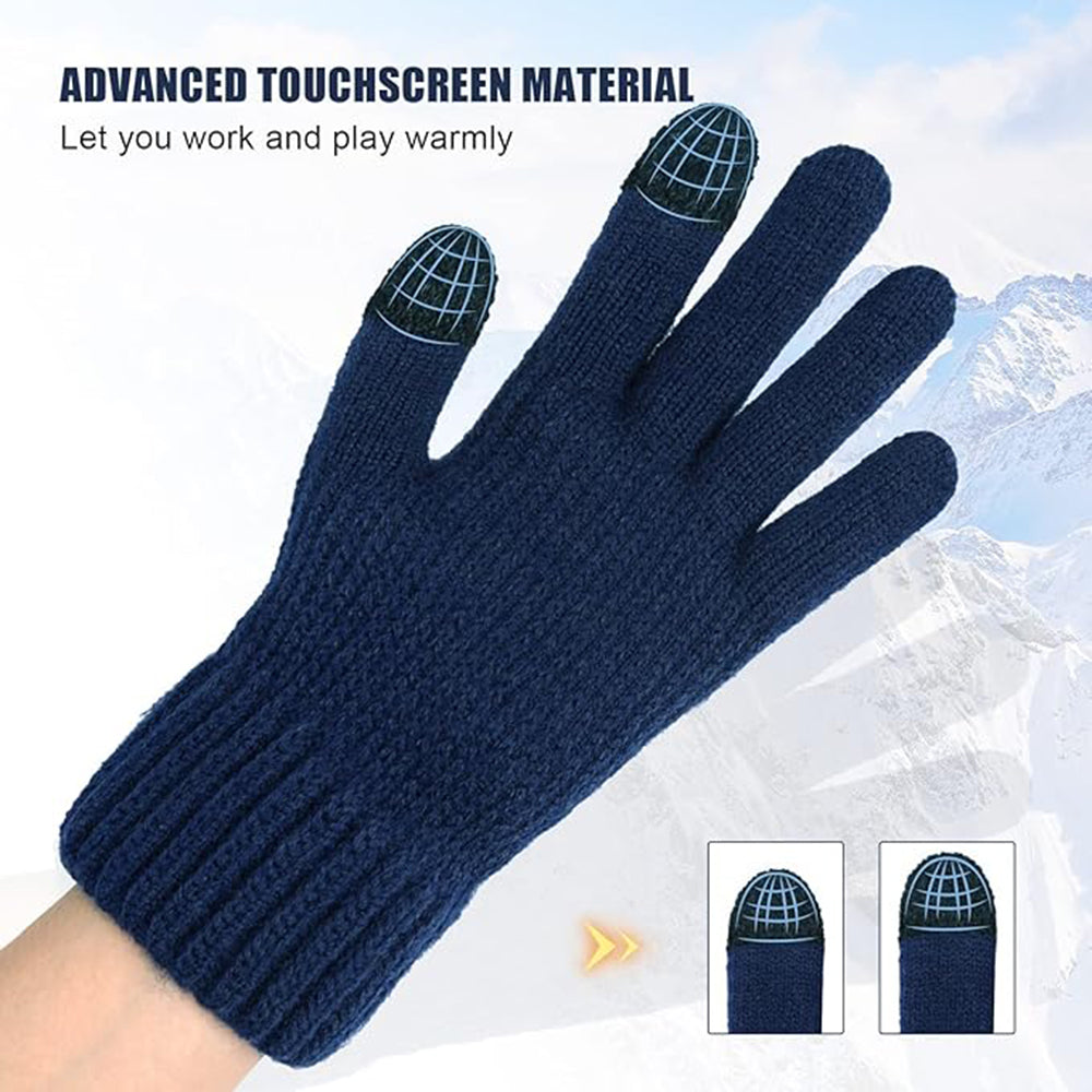 Зимни тактилни ръкавици унисекс Techsuit ST0012, размер 22см, тъмносини
