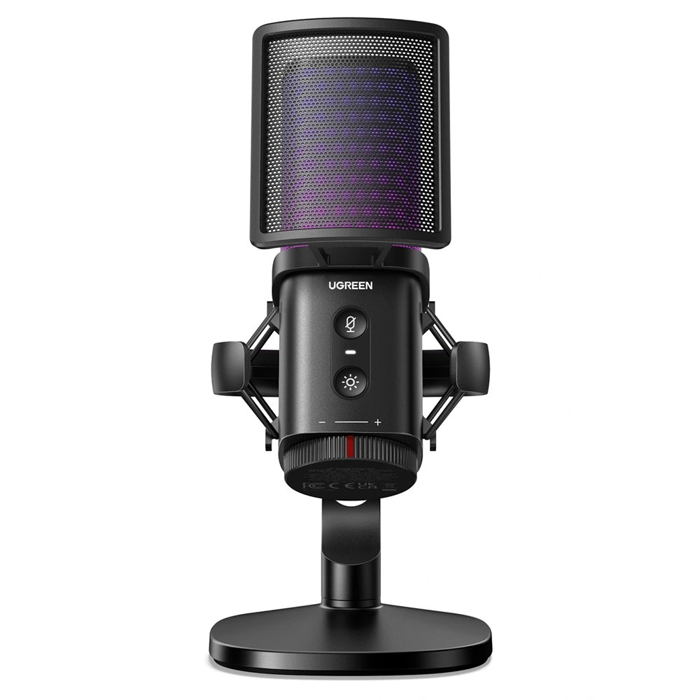 Микрофон Cardioid UGREEN CM581 (65629), RGB, USB-C, 1.5m, Черен