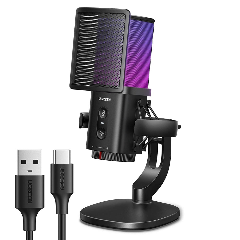 Микрофон Cardioid UGREEN CM581 (65629), RGB, USB-C, 1.5m, Черен