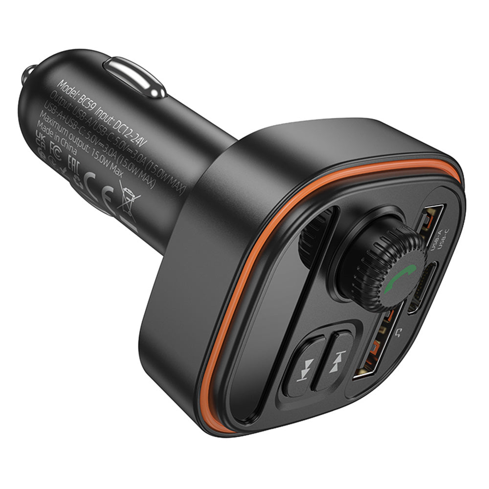 FM Bluetooth Modulator Borofone BC59 Heroic, 2 x USB-A - 1 x USB-C