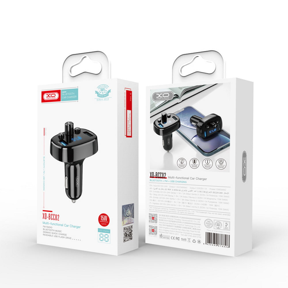 FM модулатор Bluetooth XO Design BCC02, 2 x USB-A
