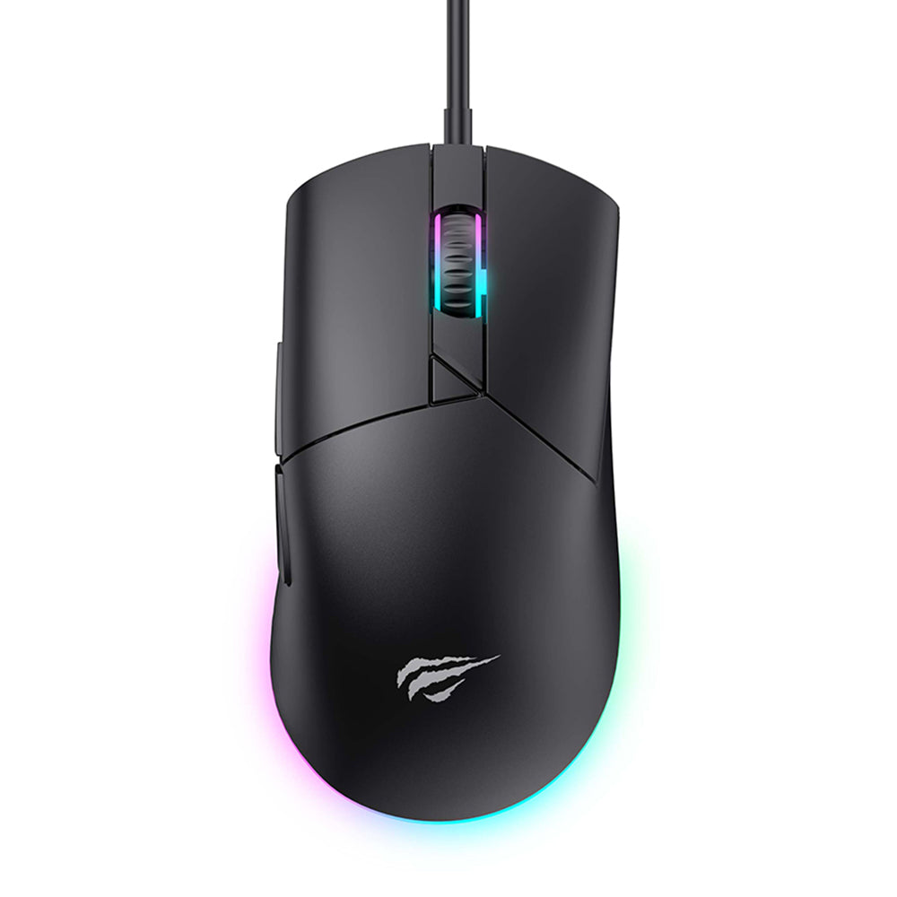Гейминг мишка с кабел USB HAVIT MS1038, RGB, 1200DPI - 7200DPI, 1.6m, Черен