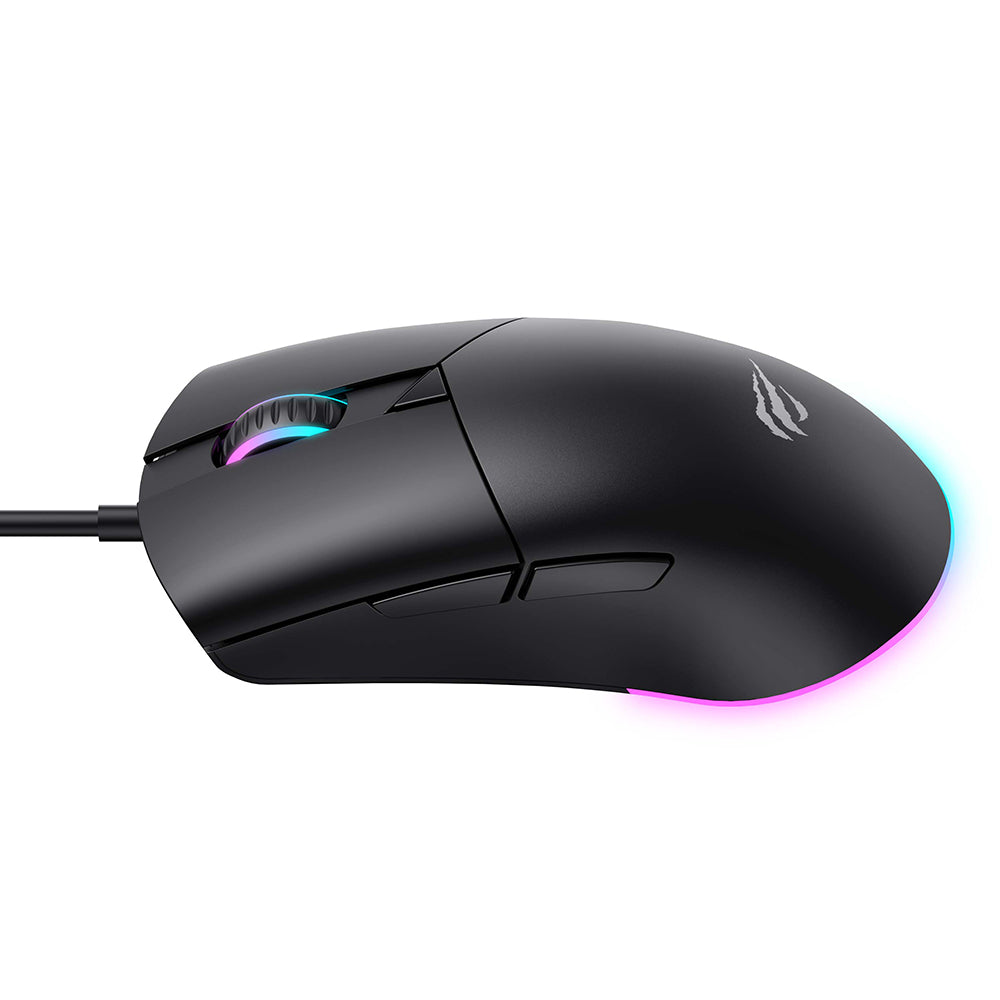 Гейминг мишка с кабел USB HAVIT MS1038, RGB, 1200DPI - 7200DPI, 1.6m, Черен